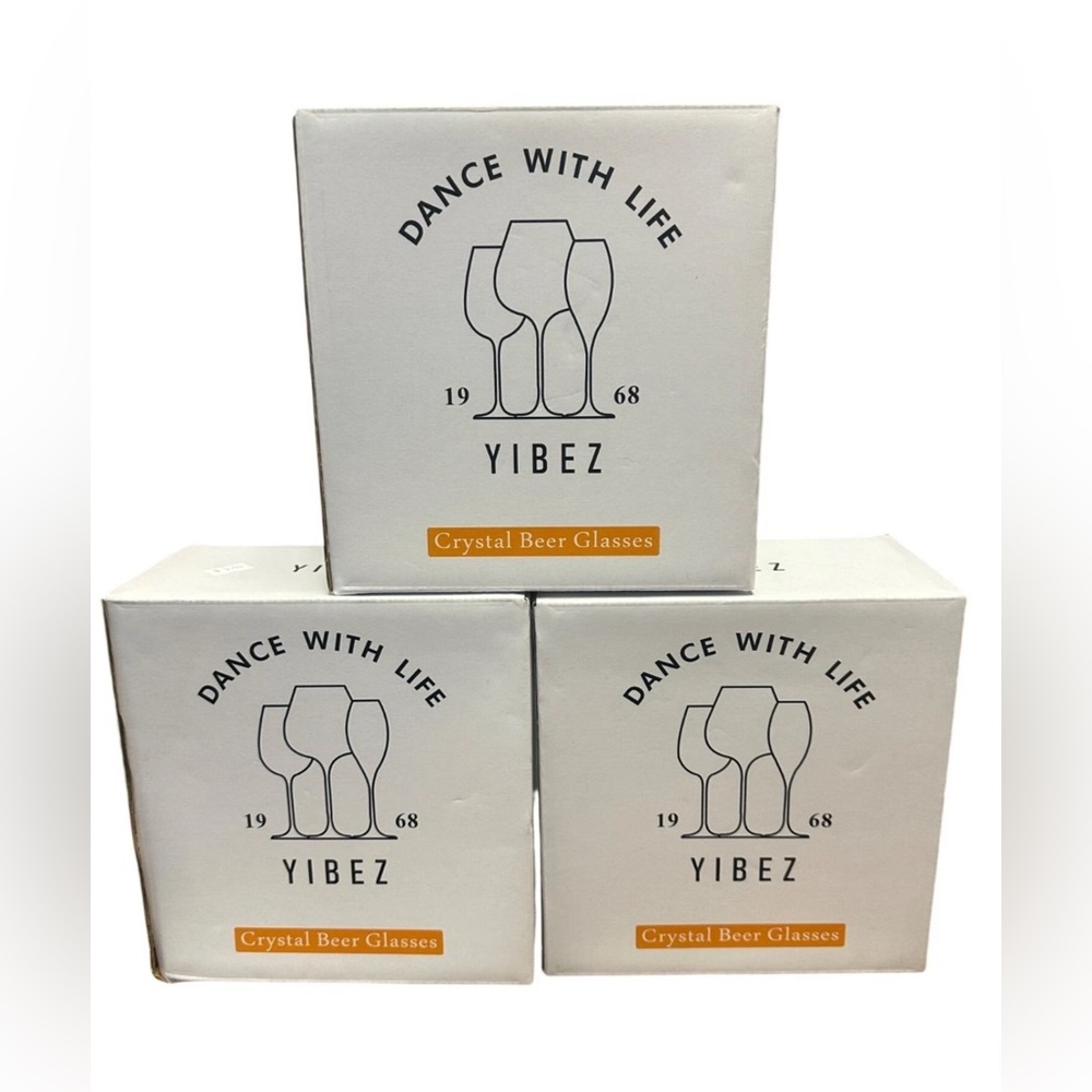 3 Yibez Crystal Beer Glasses Set Of 2